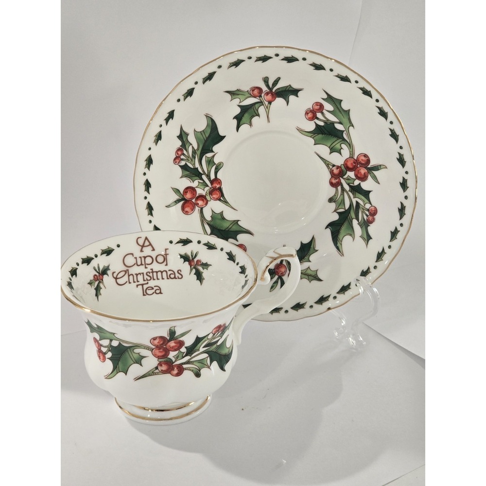 Hanson Christmas Porcelain Tea Cup‎ & Saucer Set 1992 Painted Decorated Waldman